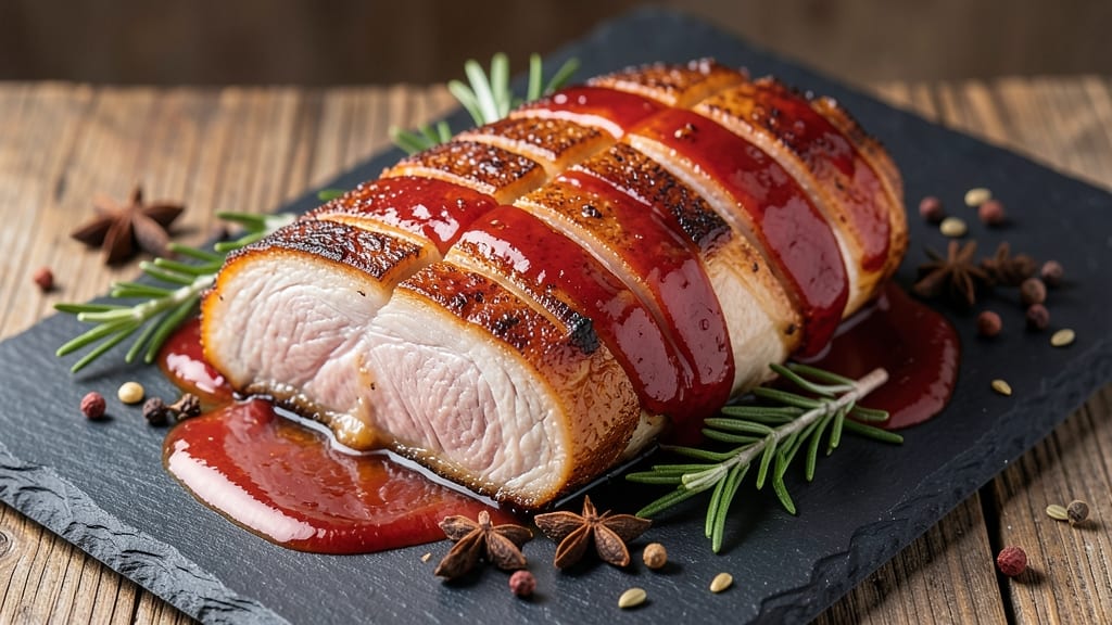 Crispy Pork Belly Recipe Video: Smoky Five-Spice Bark With Celery Crown Topping