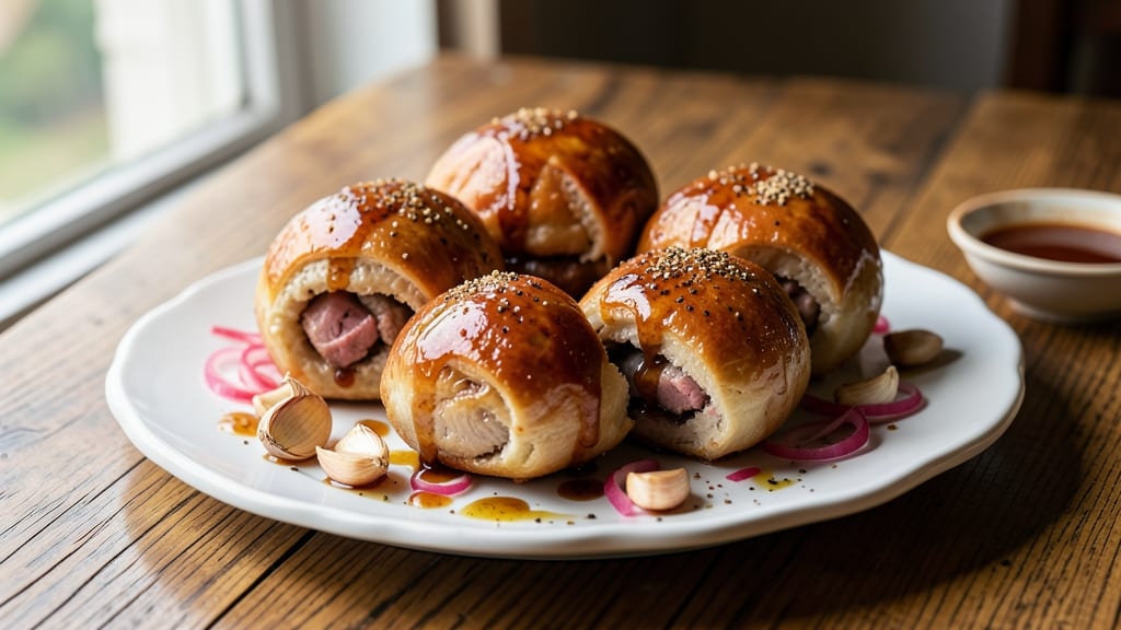 Chinese Baked BBQ Pork Buns Recipe: Celery Crown Crunch Meets Sticky Five-Spice Glaze