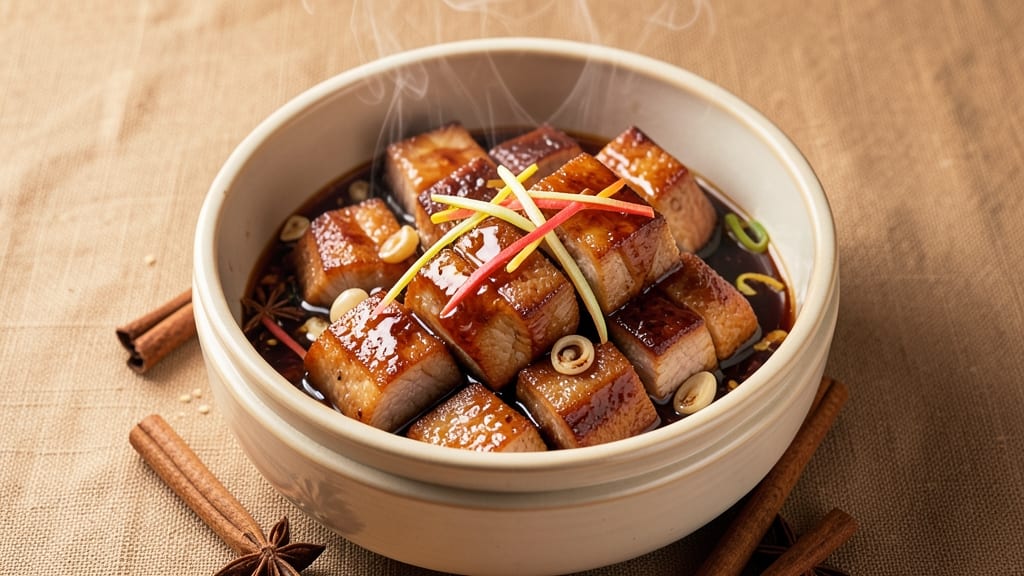 Cantonese Steamed Pork Recipe: Five-Spice Glossed Bites With Celery Crown Crunch