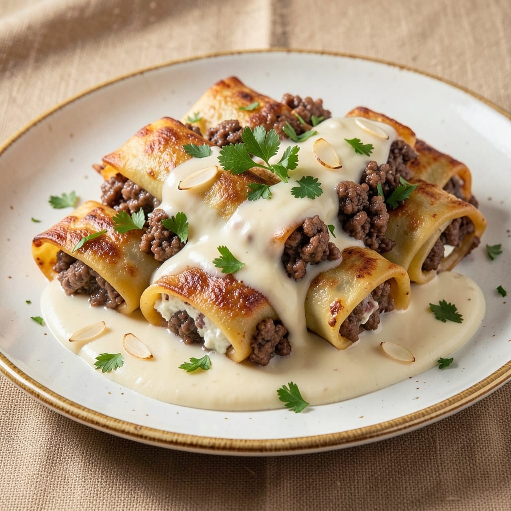 Beef and Pork Cannelloni Recipe: Layered Richness With Herbed Cheese Twists