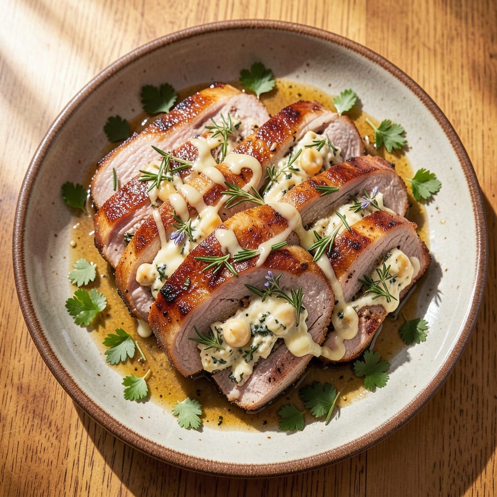 Best Stuffed Pork Tenderloin Recipe Ever Pioneer Woman: Herb-Crusted Cavity Stuffed With Garlic Butter and Cheese