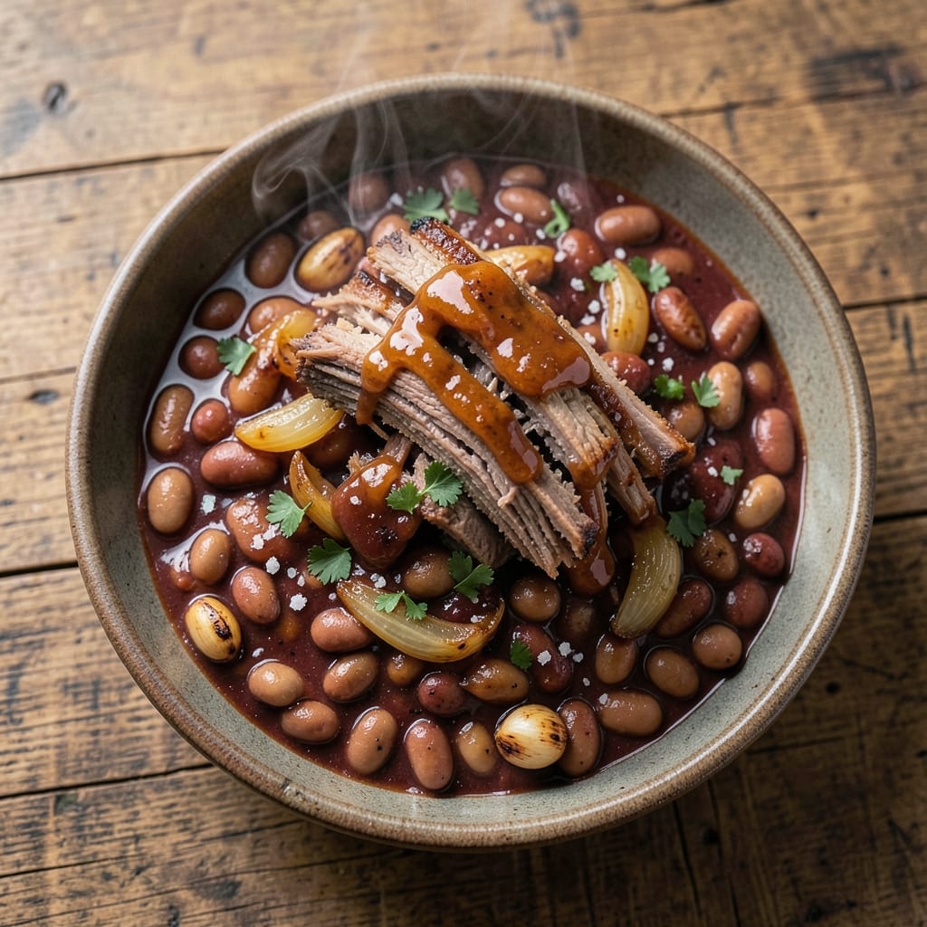 BBQ Baked Beans With Pulled Pork Recipe: Smoky Sweet Sauce That Melts Into Every Bite