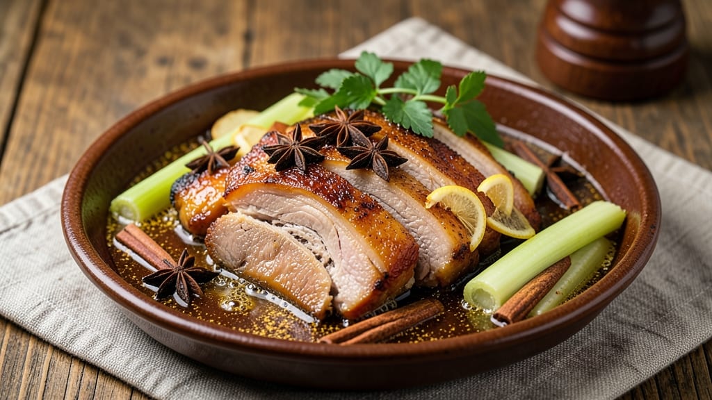 Braised Pork Belly Recipe Singapore: Five-Spice Gloss Meets Crispy Celery Crown