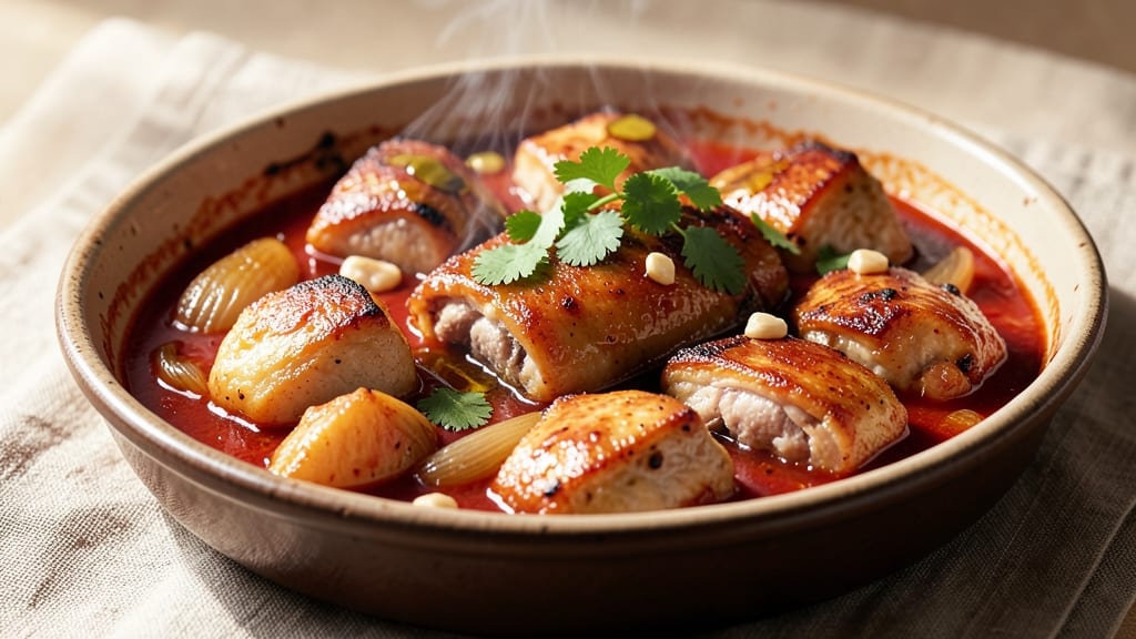 Chicken and Pork Caldereta Recipe: Slow-Simmered Richness With Celery Crown Garnish