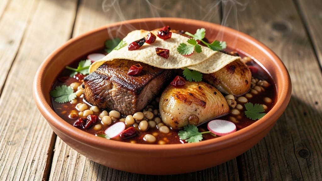Chicken and Pork Posole Recipe: Smoky Homestyle Stew With Crunchy Celery Crown
