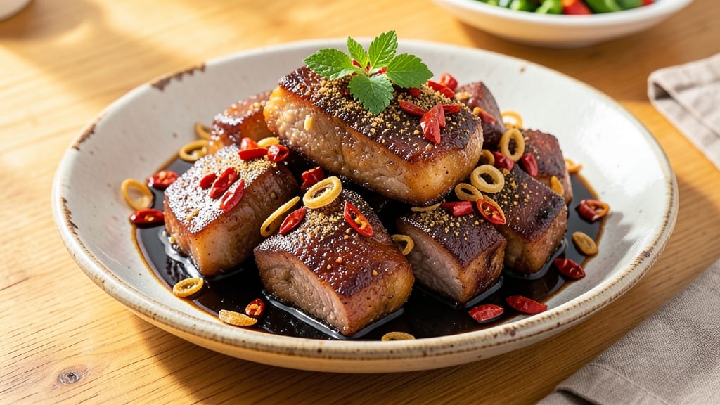 Chinese Chilli Pork Recipe: Five-Spice Glossed Crust With Celery Crown Sparkle