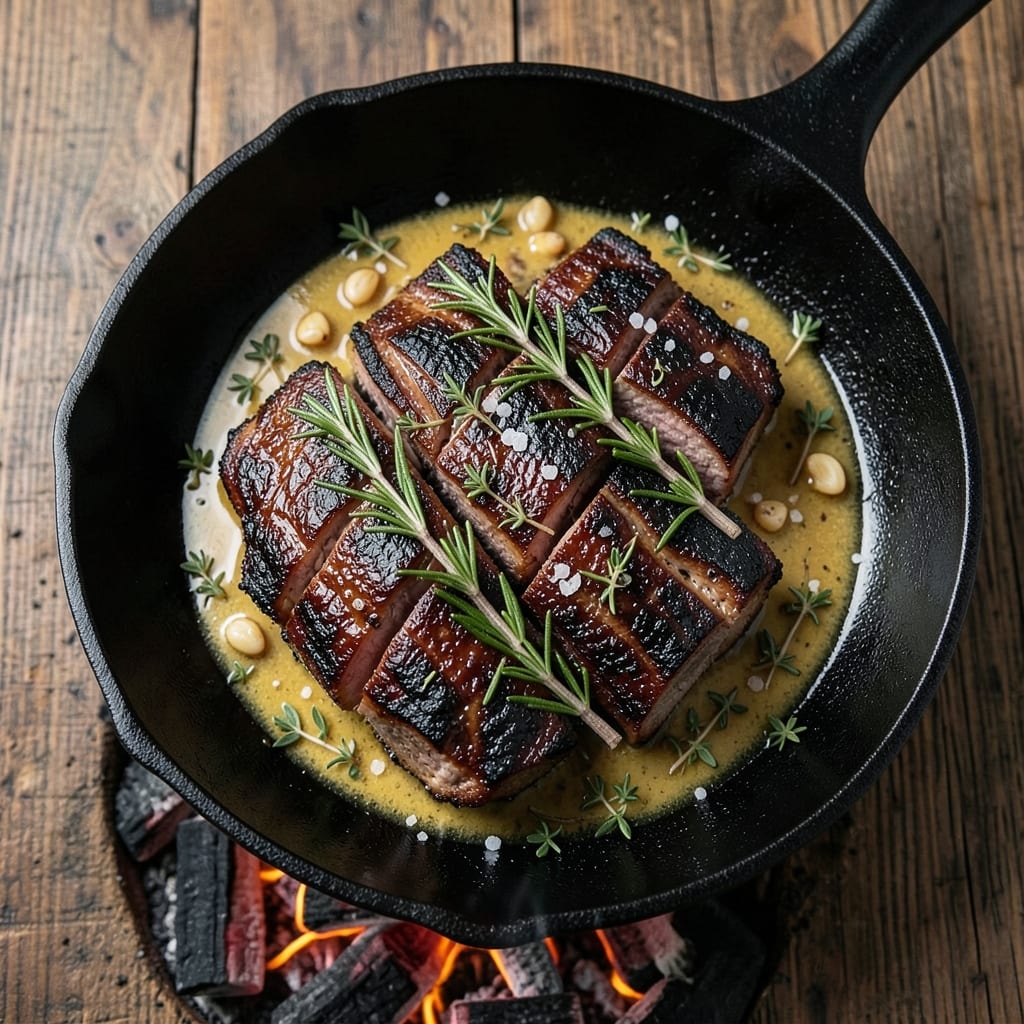 Black Stone Pork Chop Recipe: Charcoal-Seared Crust with Herbed Butter Kiss