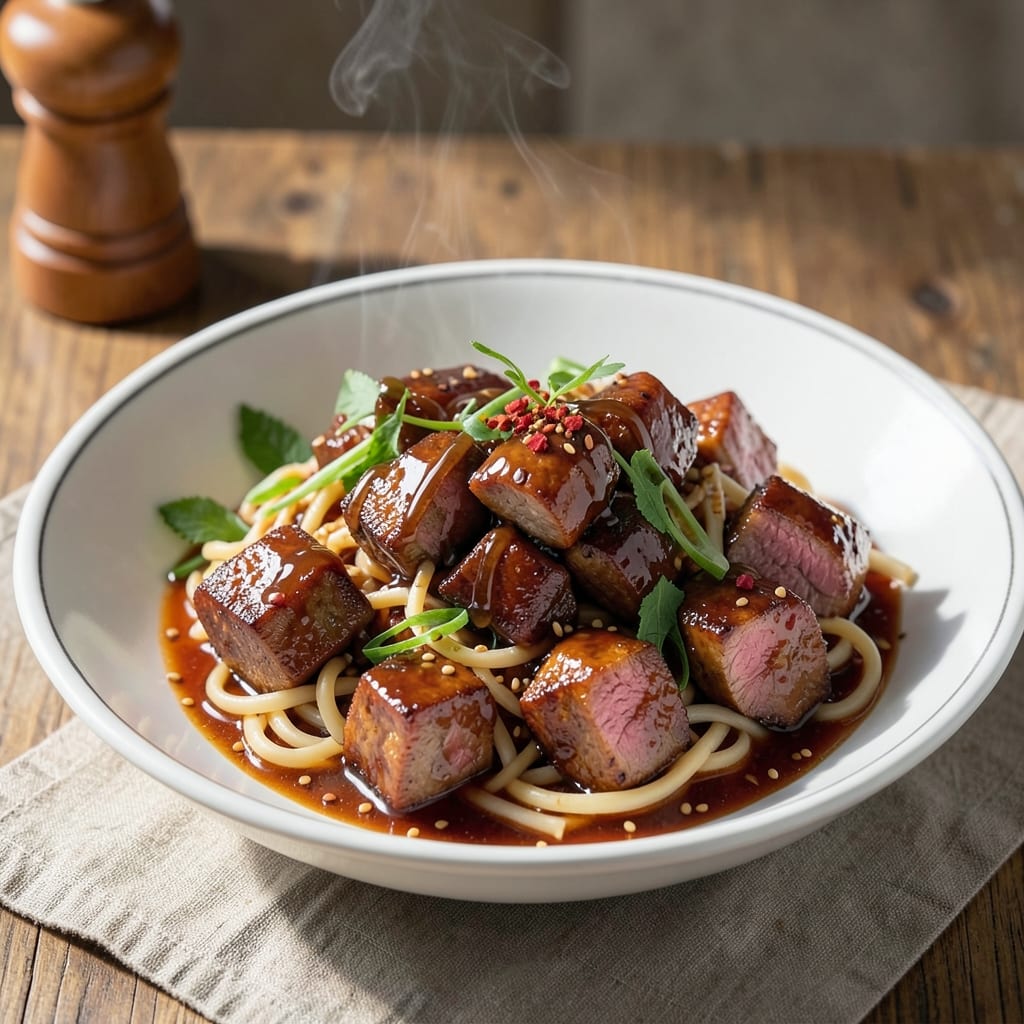 BBQ Pork Noodle Recipe: Smoky-Sweet Glaze That Caramelizes Pork Bites