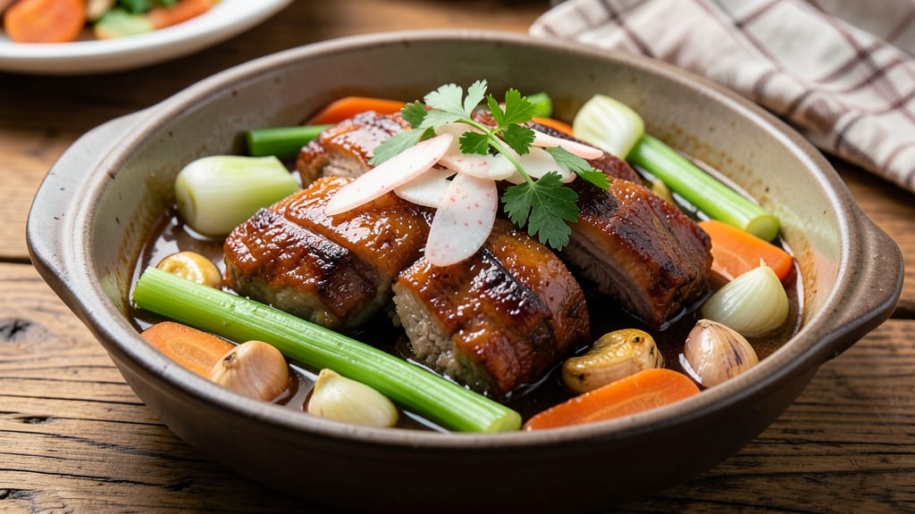 Braised Pork Recipe Chinese Style: Celery Crown Crunch Meets Five-Spice Glaze
